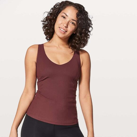 LULULEMON Long Breath 2-In-1 Maroon Tank US 6 - Picture 2 of 9